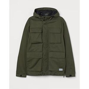 H&M Men’s Dark Khaki Green Water Repellent Jacket Coat Size Medium New